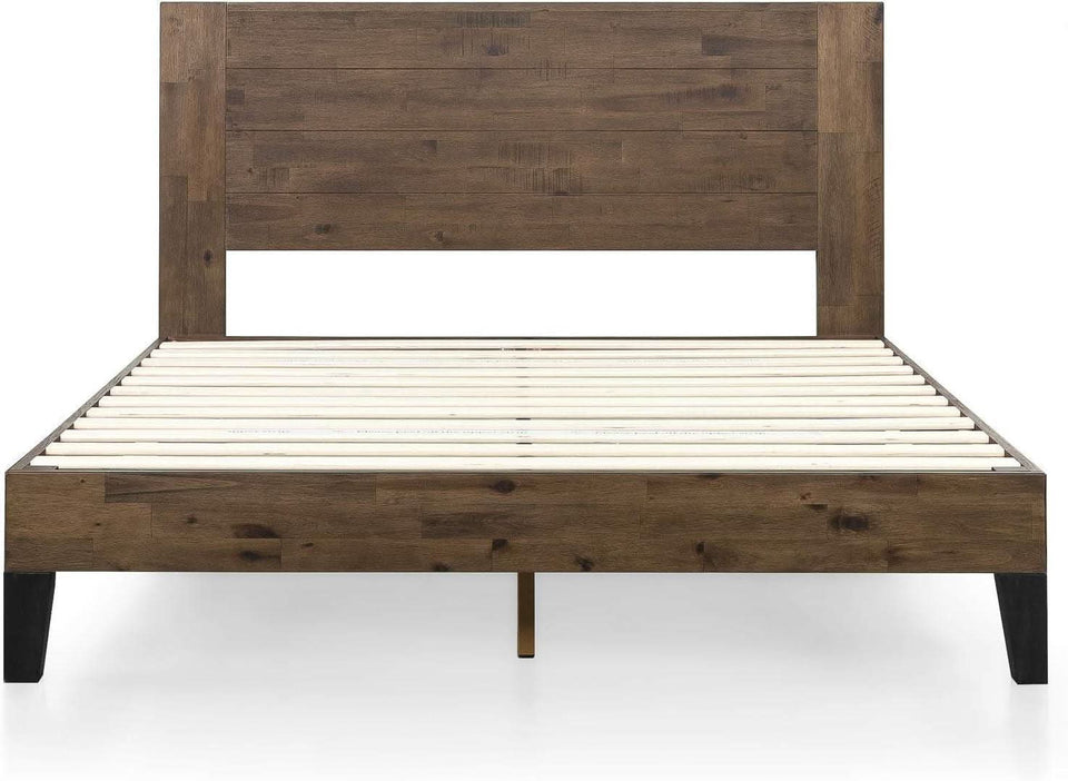 Queen Size Solid Wood Platform Bed Frame With Headboard