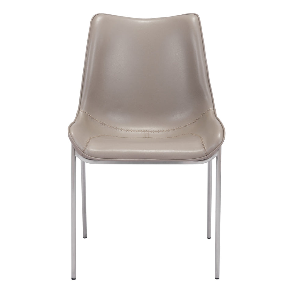 Magnus Dining Chair (Set of 2) Brown & Silver
