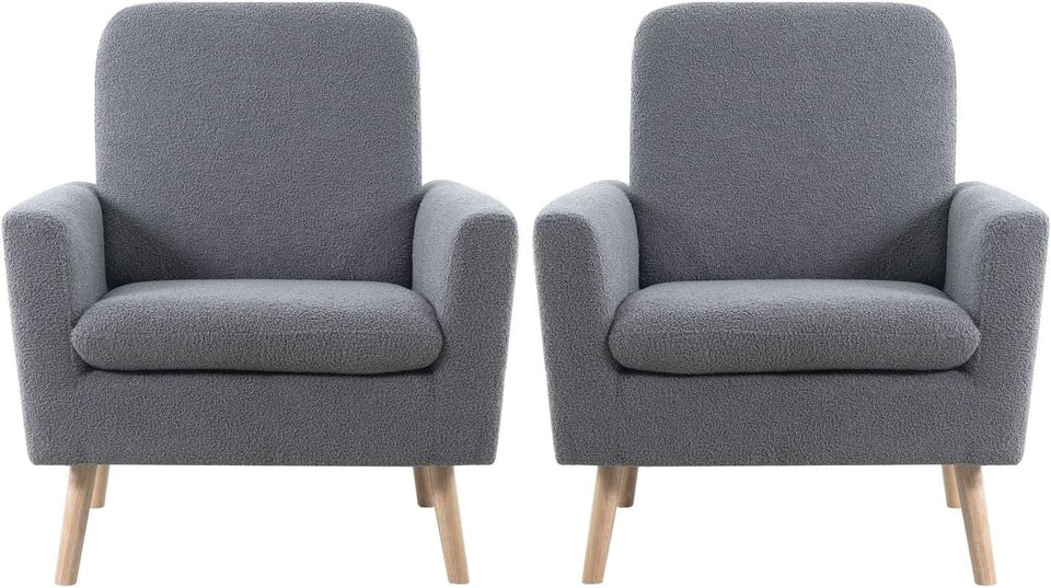 Gray Mid Century Modern Plush Upholstered Armchair
