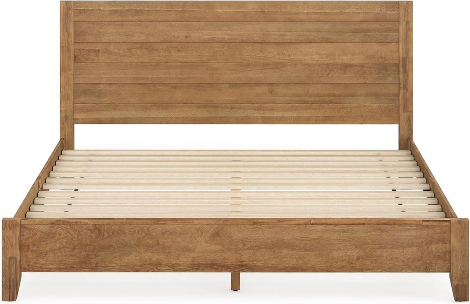 King Size Acacia Wood Platform Bed Frame With Headboard