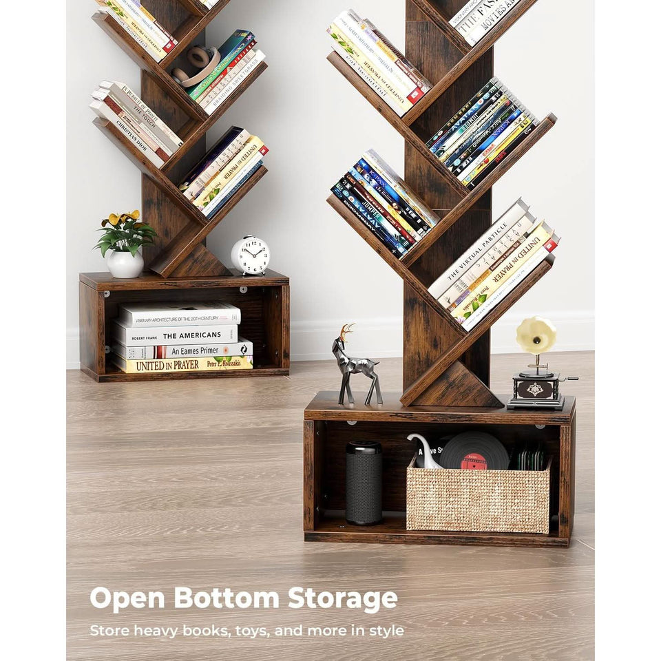 6 Tier Tree Bookshelf With Light Rustic Brown Home Office