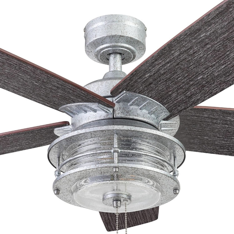 52 Inch Indoor Outdoor Ceiling Fan LED Light Dual Mount