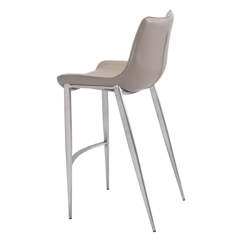 Magnus Barstool (Set of 2) Brown & Silver