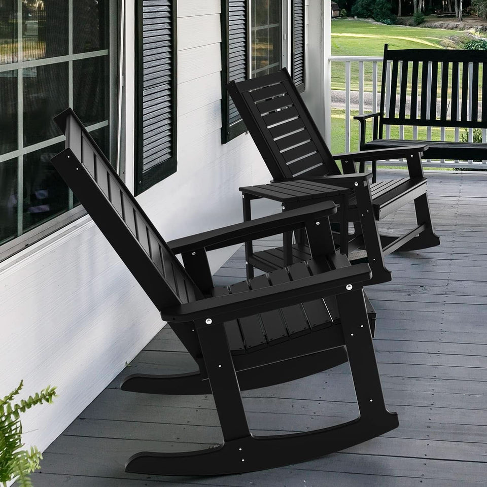 Oversized Outdoor Rocking Chairs Set of Two Black