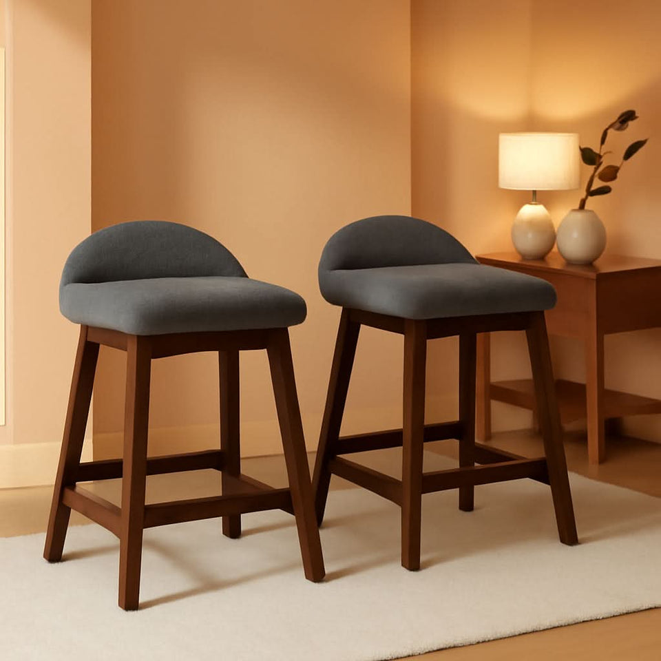 Counter Height Bar Stool Set Of 2 28.5 Inch Charcoal Brown