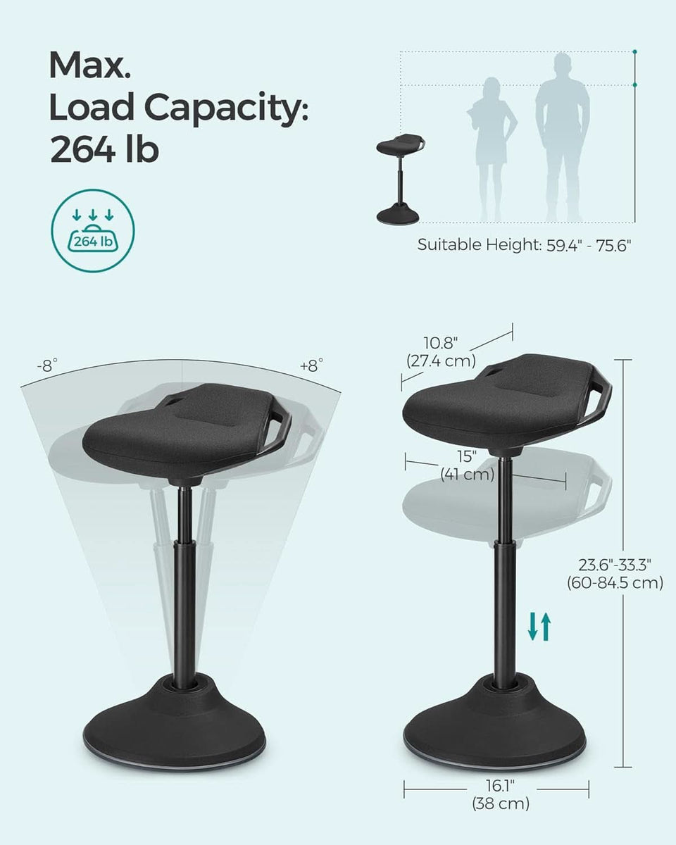 Adjustable Standing Desk Chair Black 23.6 To 33.3 Inches