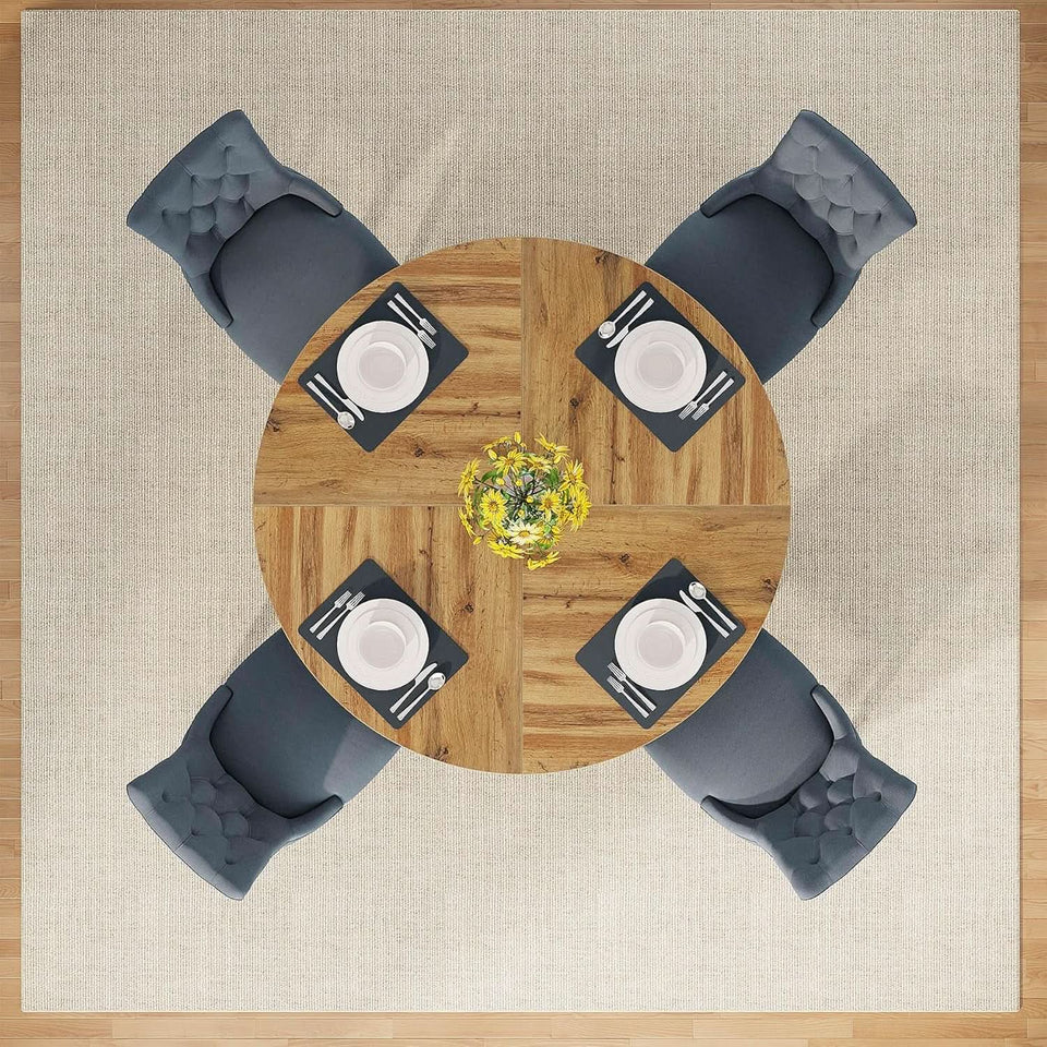 Round Dining Table Wood 47 Inch Burlywood Finish Farmhouse