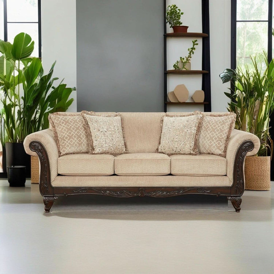 2 Piece Living Room Set Sofa and Loveseat in Beige Wheat