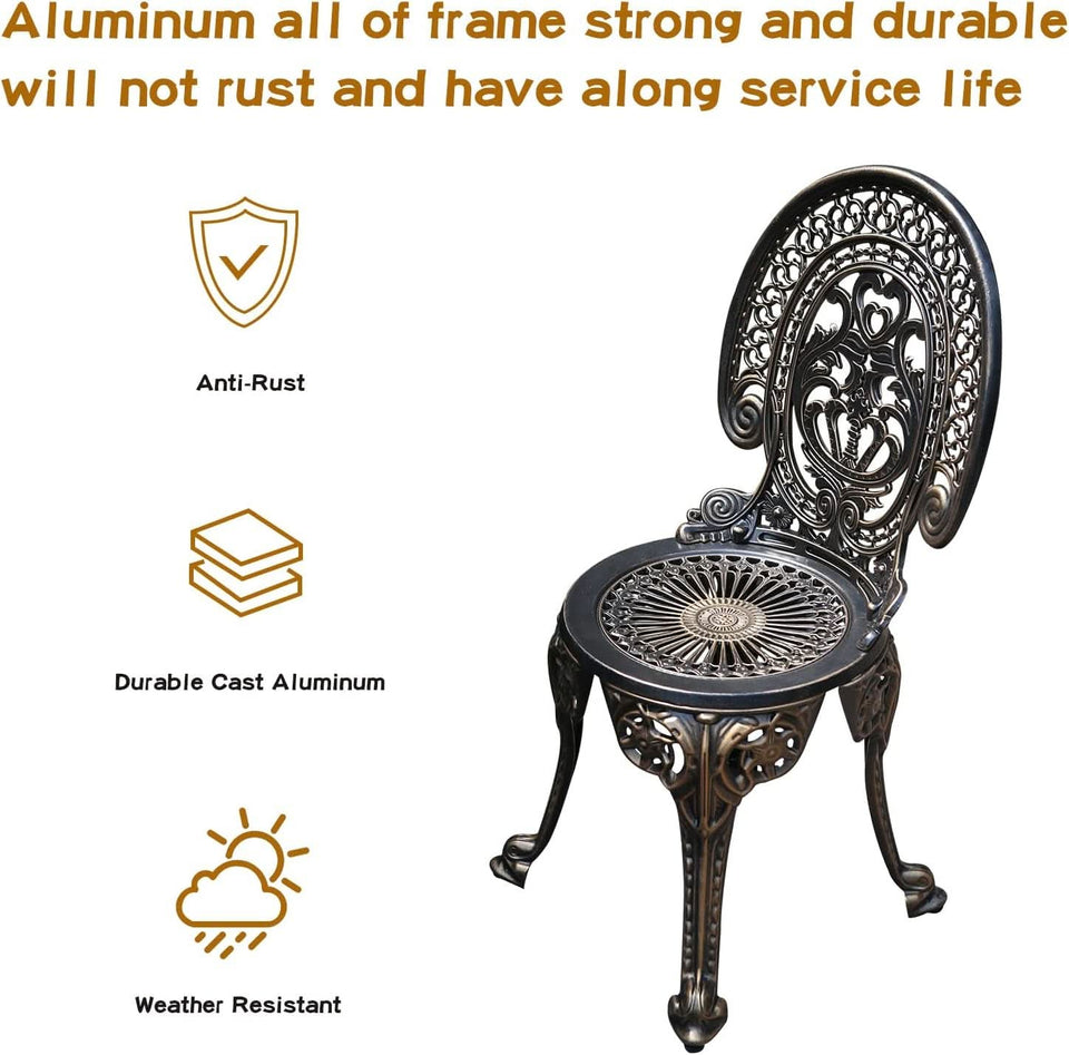 Cast Aluminum Patio Bistro Set With Umbrella Hole Outdoor