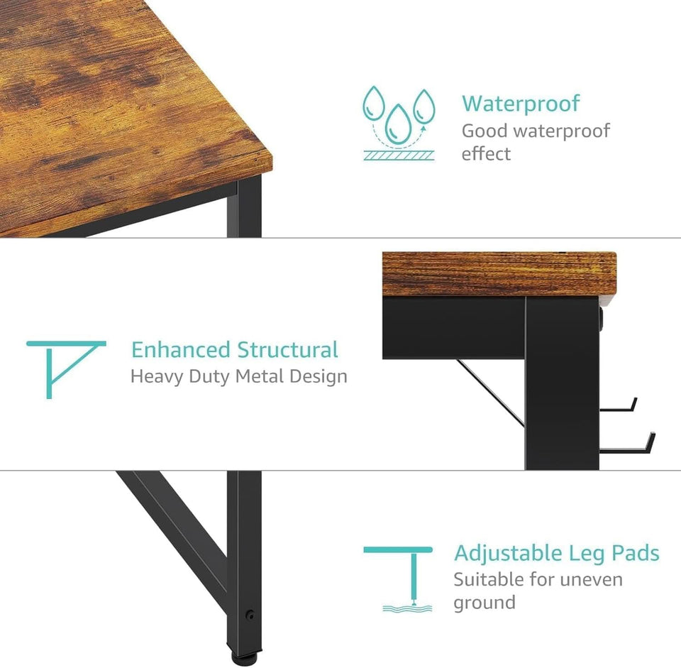55 Inch Computer Desk With Fabric Drawers Home Office