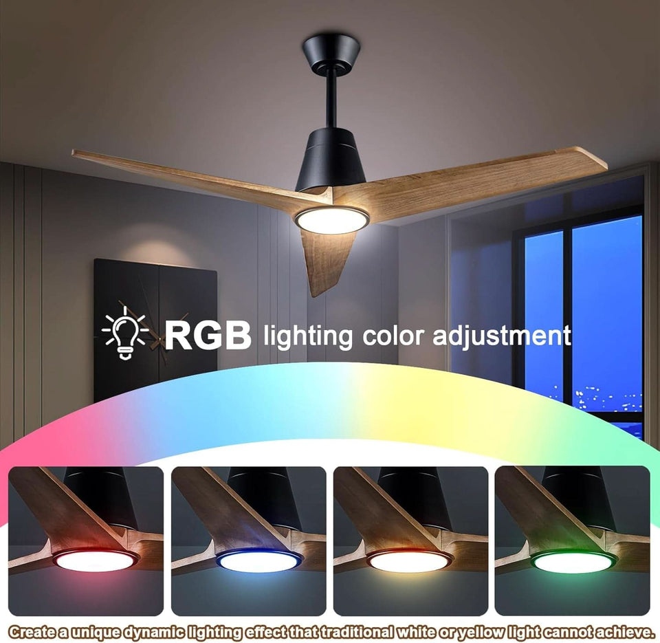 52 Inch Ceiling Fan With Remote Black Walnut Indoor Outdoor