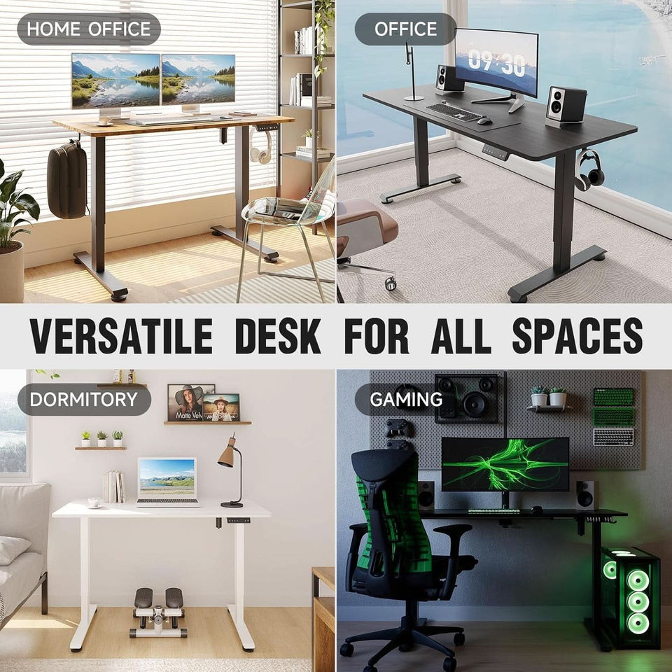 47.2 Inch Electric Standing Desk Wood Desktop Brown