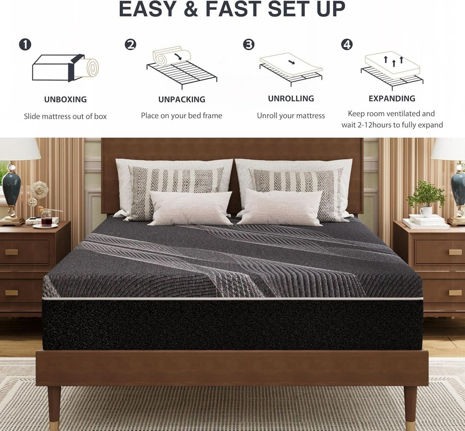 Queen Size Gel Memory Foam Mattress Certipur Certified