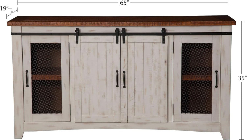 65 Inch Solid Wood TV Stand With Ample Storage Cabinet