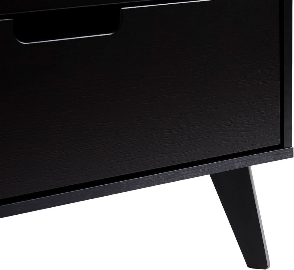 Modern Six Drawer Dresser Black 52 Inch Bedroom Storage
