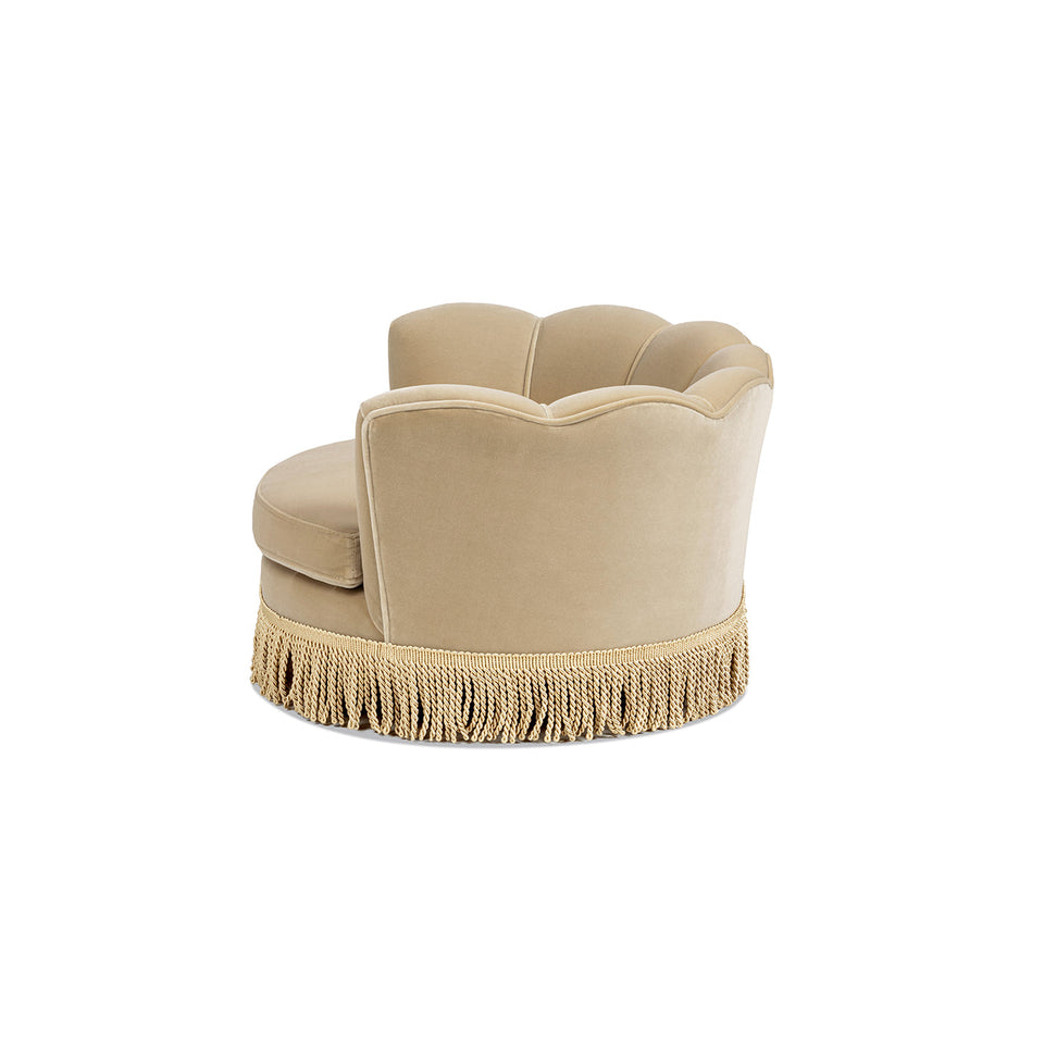 Clara 34.5" Scalloped Pet Sofa Bed with Performance Velvet - Fawn