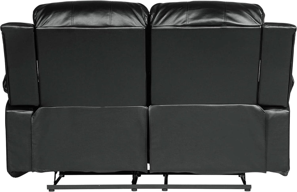 62.5 Inch Black Wall Hugger Recliner Loveseat Modern