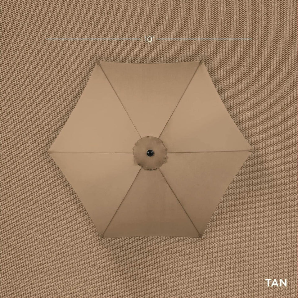 10 Foot Outdoor Steel Polyester Patio Umbrella Tan With Crank Tilt And Table Compatible