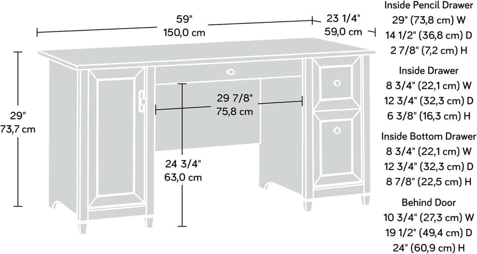 Elegant Home Office Computer Desk with Storage Drawers
