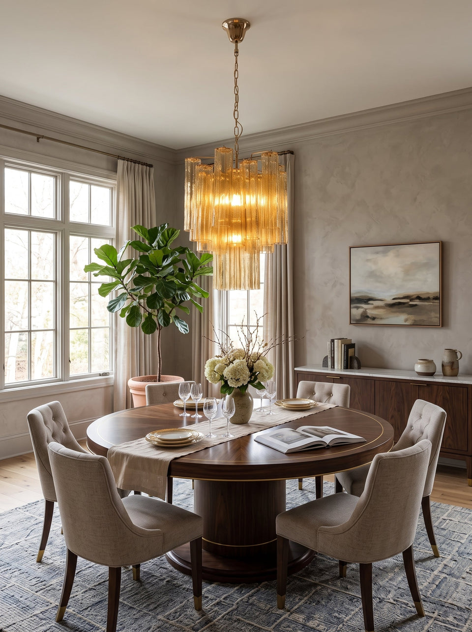 glass chandelier - side angle view
