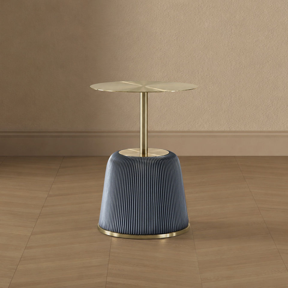 Anderson Metal Top Upholstered End Table in Weathered Grey