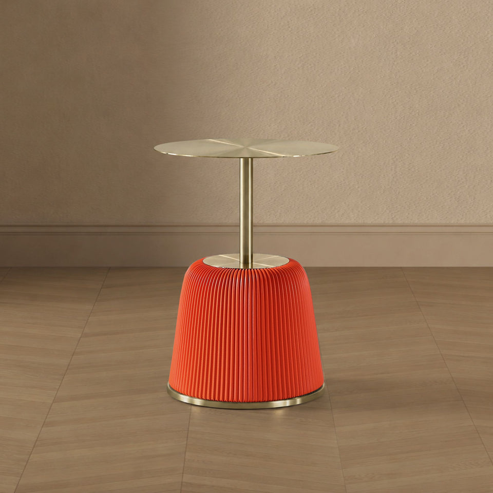Anderson Metal Top Upholstered End Table in Weathered Grey in Orange - 1