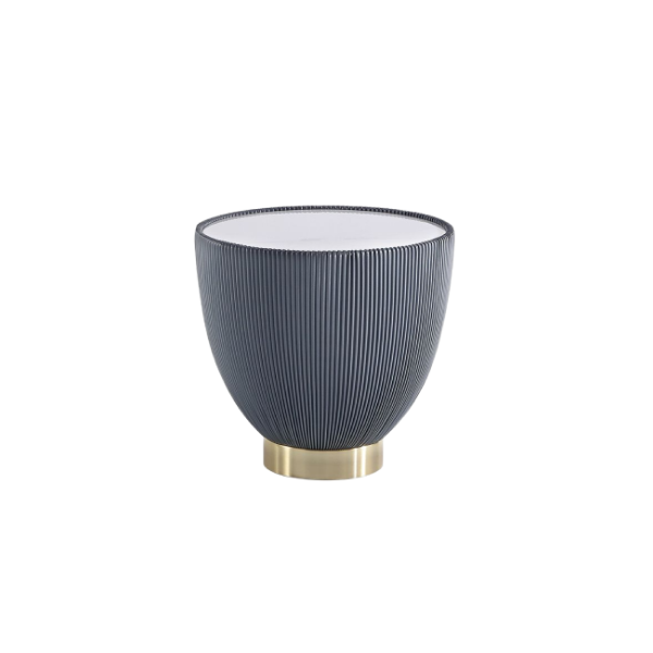 Anderson Sintered Stone Top Upholstered End Table in Weathered Grey