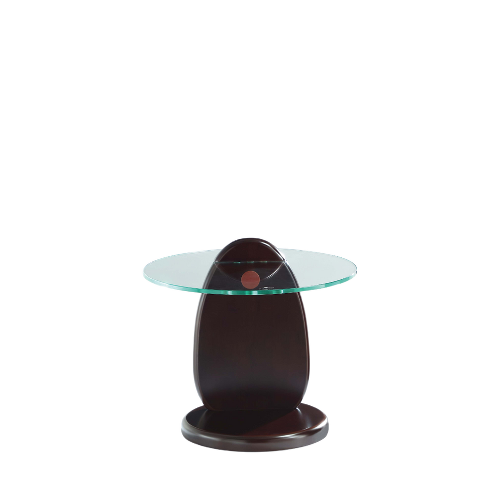 Artesia Glass Top Wood End Table in Walnut