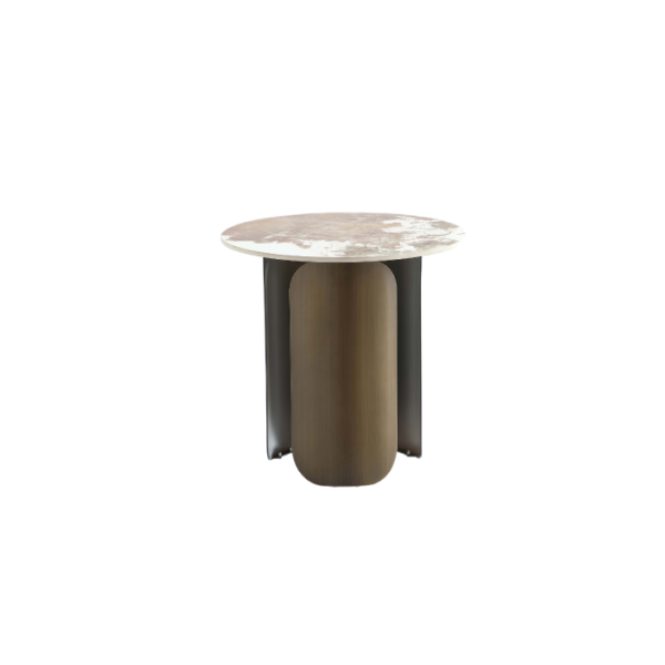 Monica Sintered Stone Top End Table in Bronze