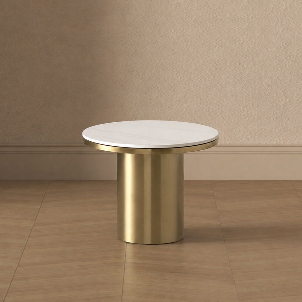 Glenn Sintered Stone Top End Table in Gold