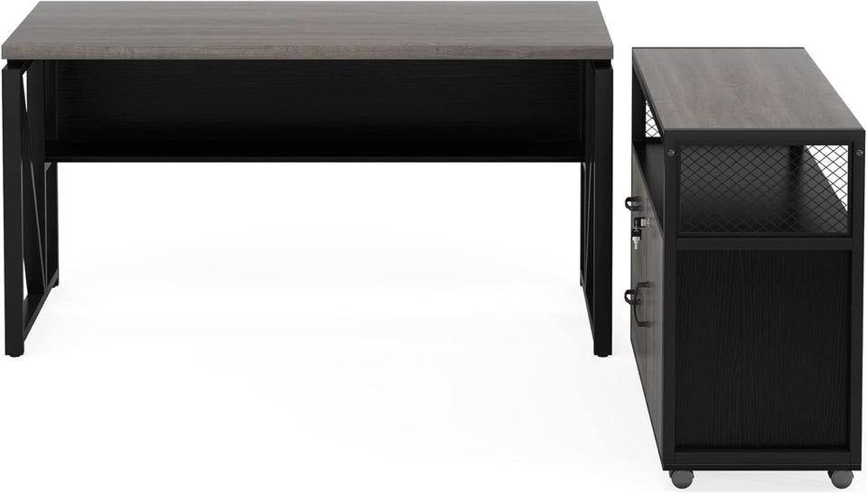 Executive Office Computer Desk and Mobile File Cabinet