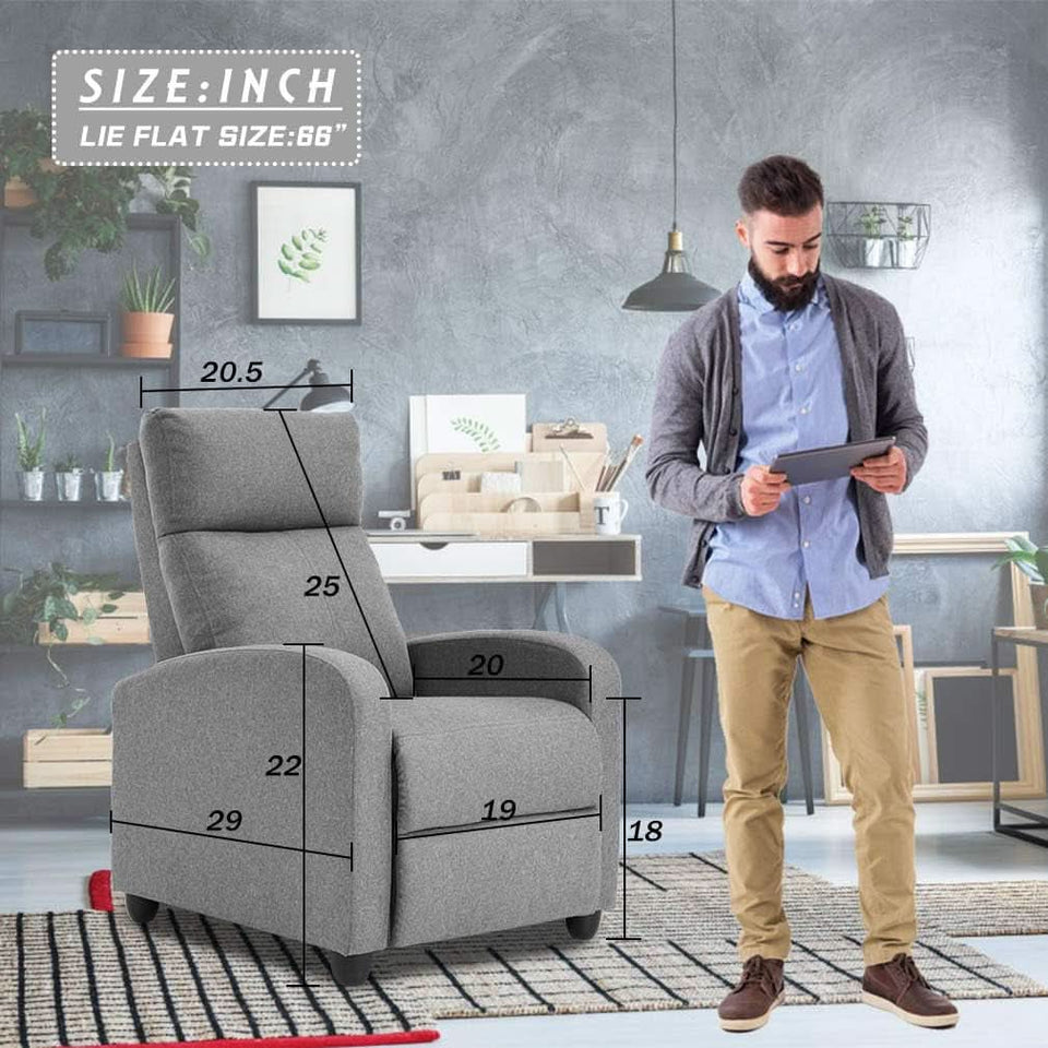 Grey Recliner Chair With Padded Seat And Backrest Lounge