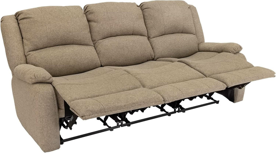 Charles 80In Triple Recliner RV Sofa Oatmeal Zero Wall