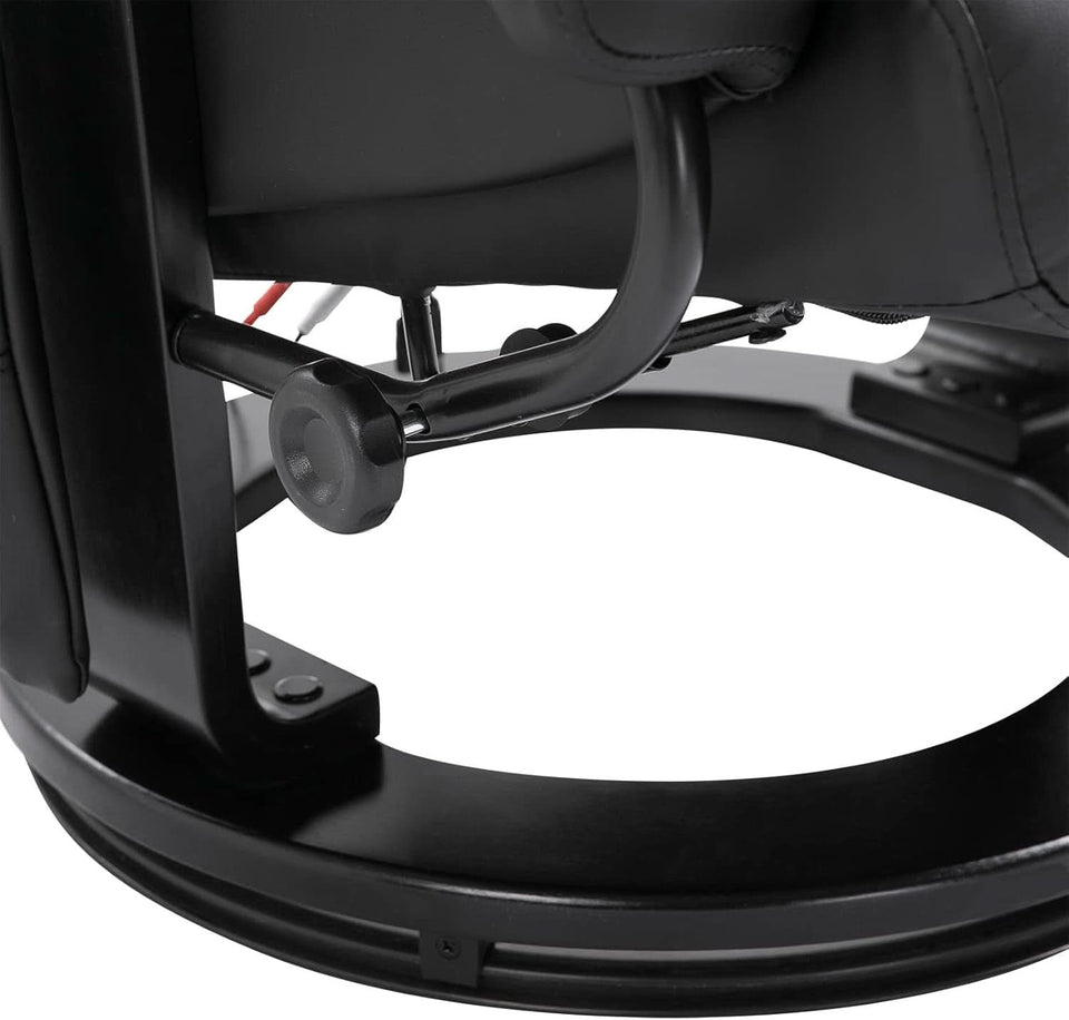 Massage Recliner Chair With Ottoman 360 Degree Swivel Black PU Leather