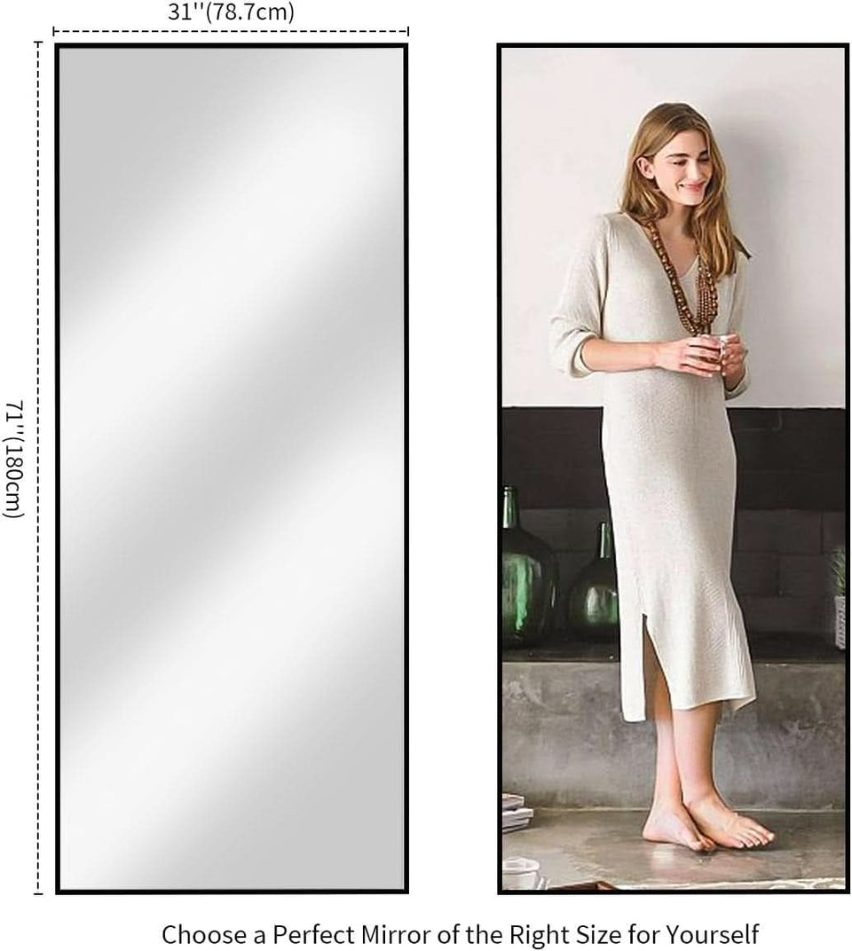 71x31 Inch Black Floor Mirror Full Length Standing