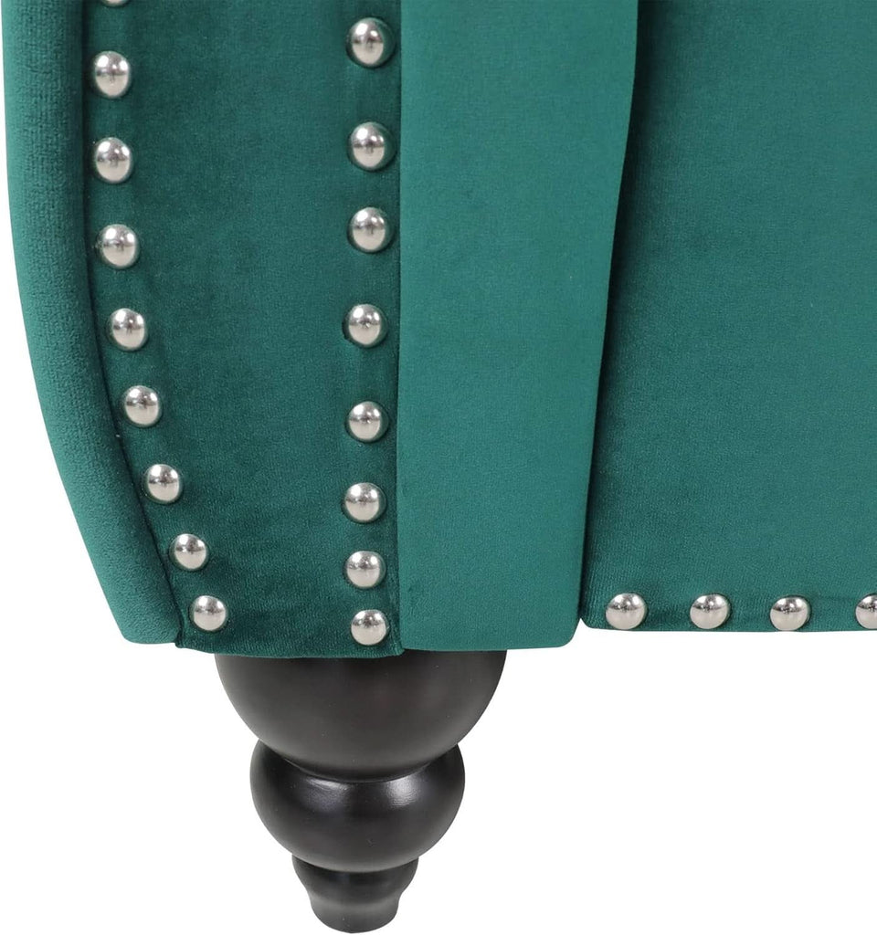 Green Velvet Chesterfield Living Room Set Including Sofa Loveseat and Club Chair