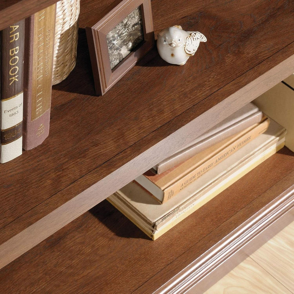 Two Tier Wooden Bookcase With Adjustable Shelf In Oiled Oak For Home Office And Living Room