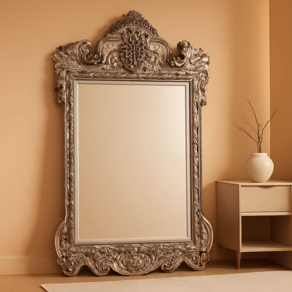 Howard Elliott Marquette Antique Oversized Full Length Mirror Silver Leaf 49x84