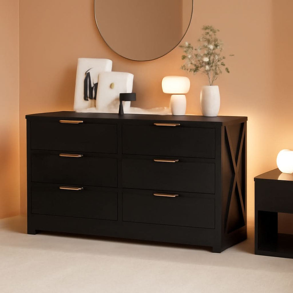black 6 drawer dresser with mirror Blacktoft - 6-Drawer Dresser