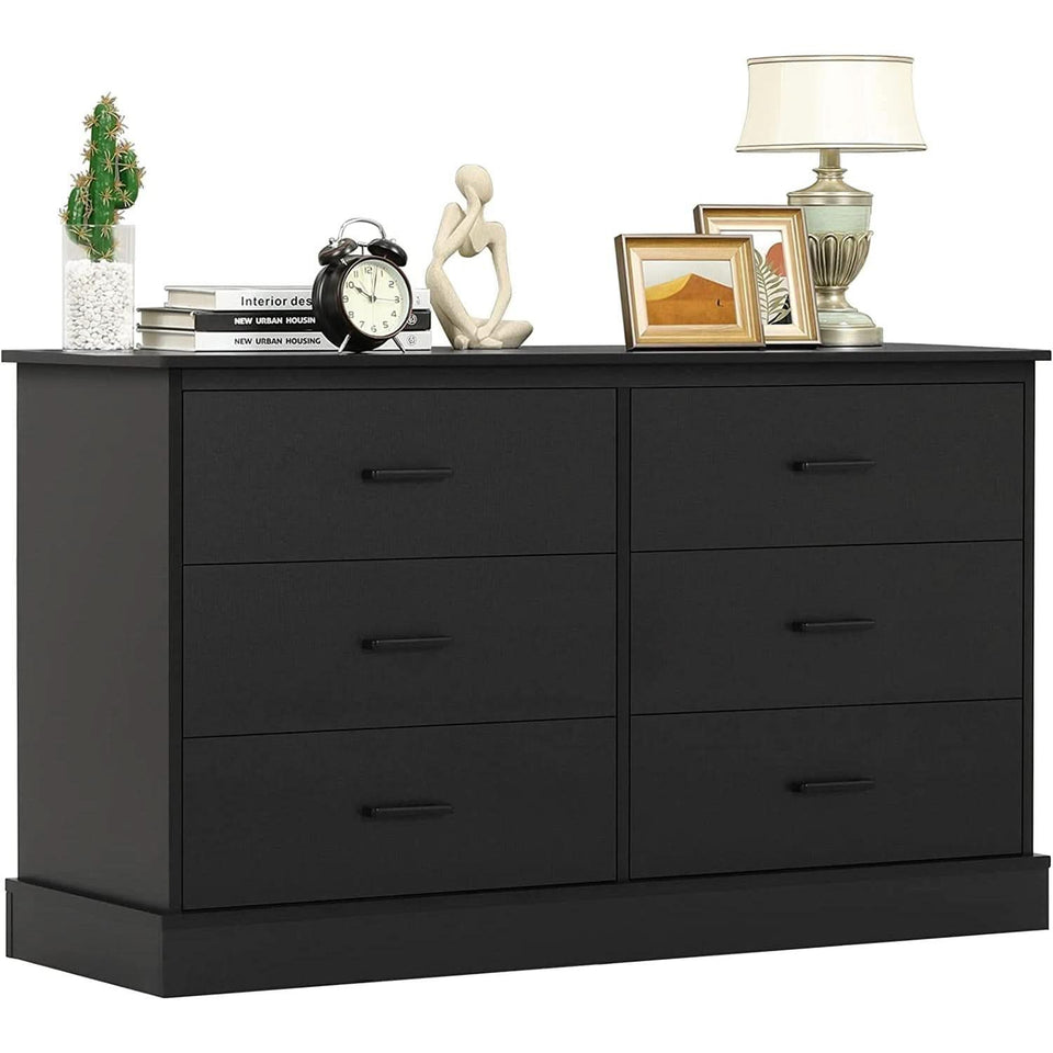Wood Double Six Drawer Storage Tower Dresser 47 Inch Wide