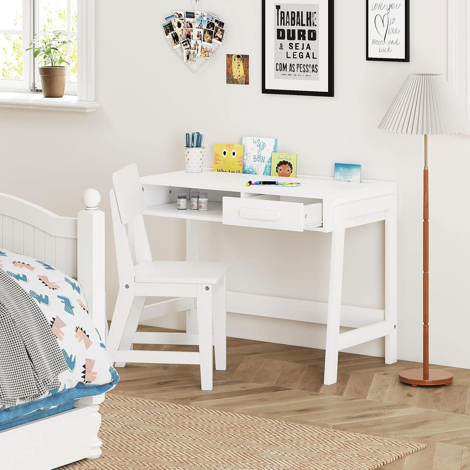 Kids Desk and Chair Set With Storage Drawers for Study