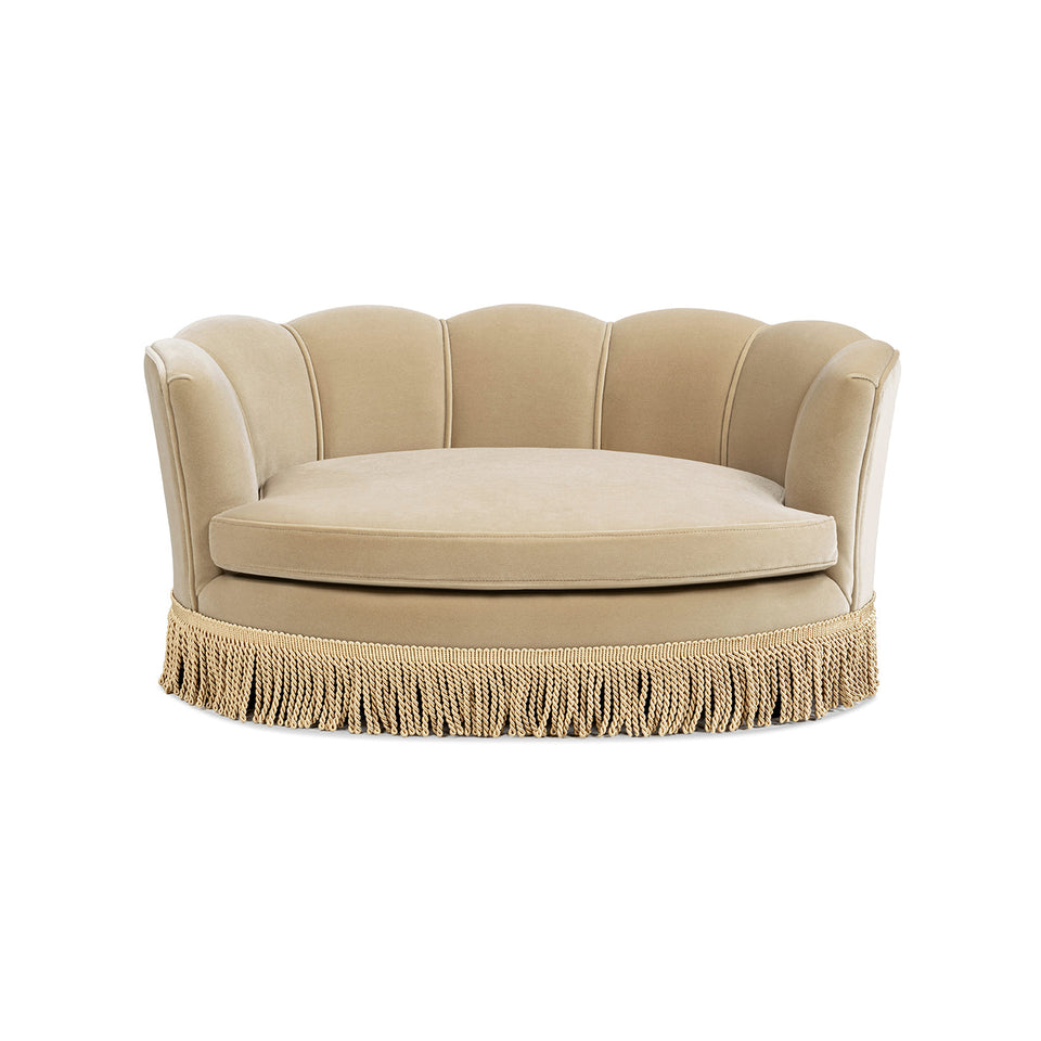 Clara 34.5" Scalloped Pet Sofa Bed with Performance Velvet - Fawn
