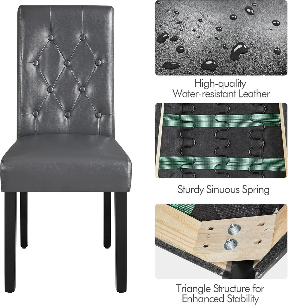 Gray Faux Leather Parsons Dining Chairs Set Of 2 High Back