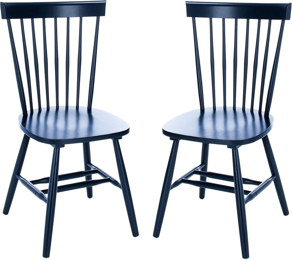 Navy Blue Windsor Spindle Solid Wood Dining Chair Set Of 2