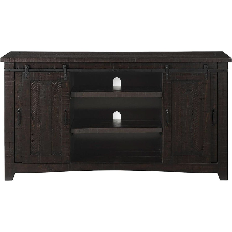 Espresso TV Stand With Sliding Barn Doors Solid Pine