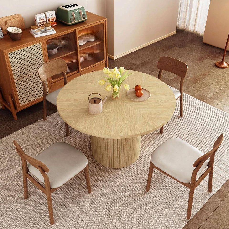 Round Dining Table For 4 47 Inch Modern Farmhouse Natural
