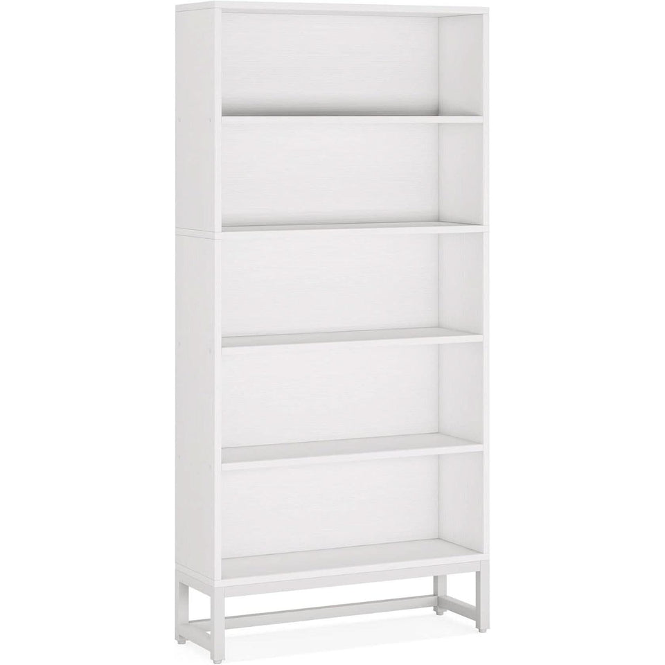 Tall 70.8 Inch Bookcase 5 Tier Heavy Freestanding White
