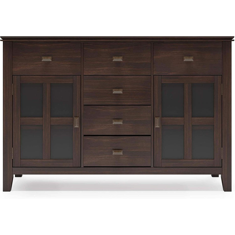 Chestnut Brown Contemporary Sideboard With Glass Doors