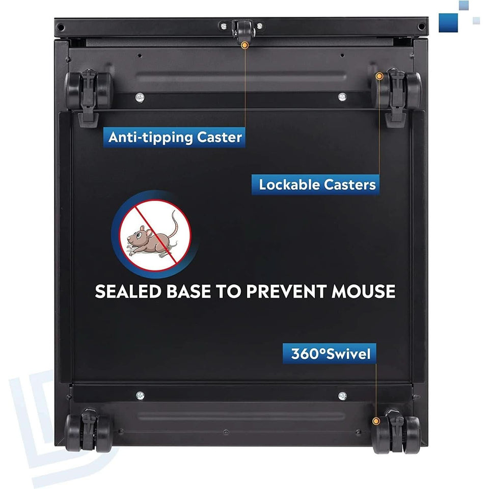 Compact Black Mobile Filing Cabinet Lockable With Drawers