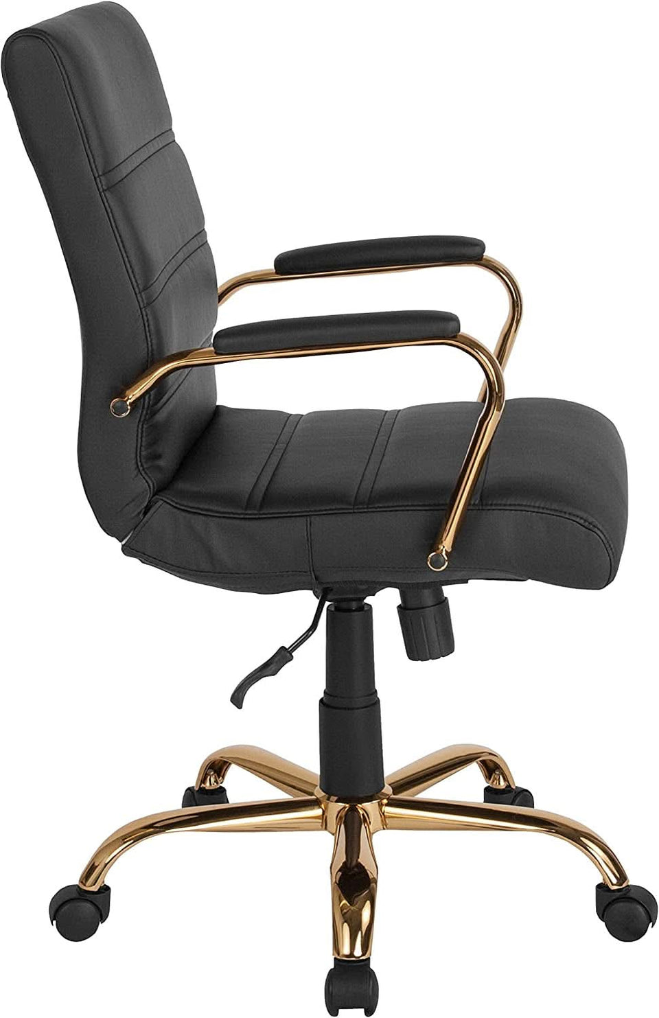 LeatherSoft Mid-Back Office Chair With Adjustable Height